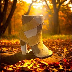 Torrid Suede Neutral Patchwork Bootie Size 6